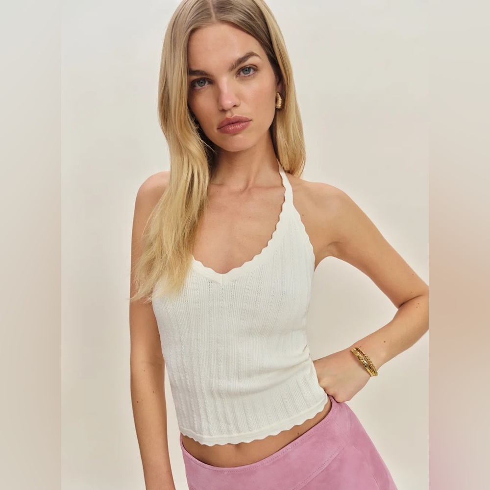 Reformation Christina Cotton Sweater Tank Ivory - Size XS
